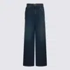 Twinset Wide-leg Trousers With Pockets And Loops In Blue