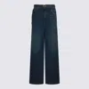 Twinset Wide-leg Trousers With Pockets And Loops In Blue
