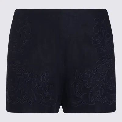 Twinset Dark Blue Linen Shorts