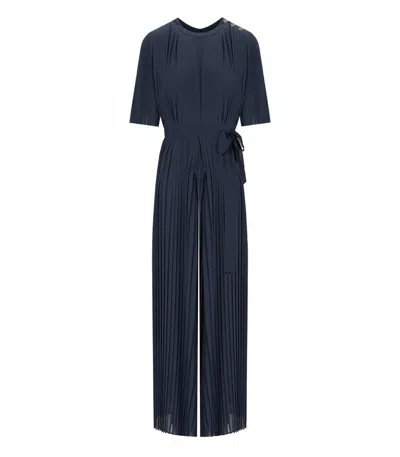 Twinset Dark Blue Pleated Jumpsuit