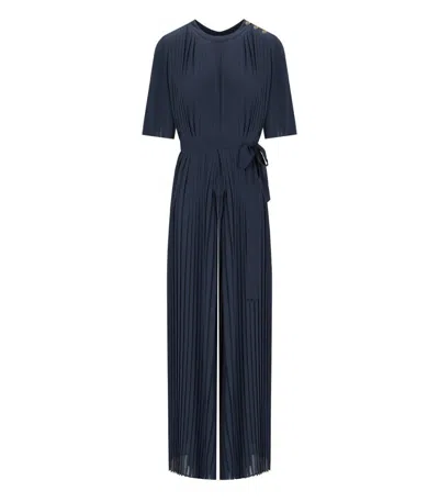 TWINSET TWINSET DARK BLUE PLEATED JUMPSUIT
