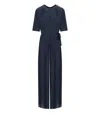 Twinset Twin-set Dark Blue Pleated Jumpsuit In Blue