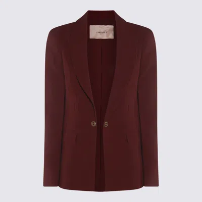 Twinset Dark Red Viscose Blazer In Burgundy