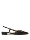 Twinset Raffia Sandal With Jeweled Clamp In Black