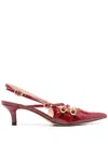 Twinset 50mm Buckled-straps Patent Pumps In Pompeiano Red