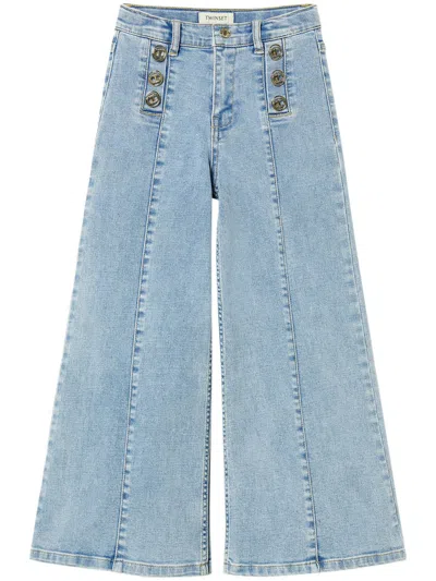 Twinset Kids' Decorative-button Jeans In Blue