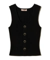 Twinset Top In Maglia Con Bottone Decoro Top-wear In Black