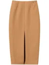 Twinset Deep Front-slit Straight Midi Skirt In Brown