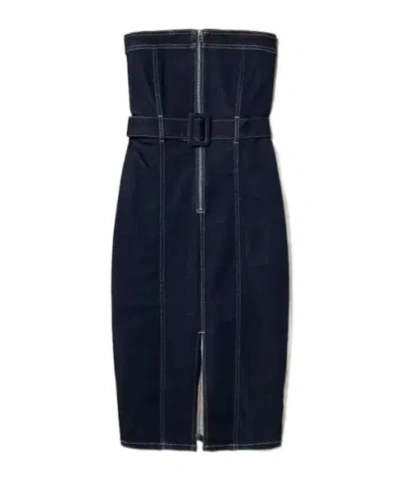 Twinset Denim Bustier Dress In Black