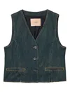 Twinset Twin-set Buttoned Cotton Vest In Blue
