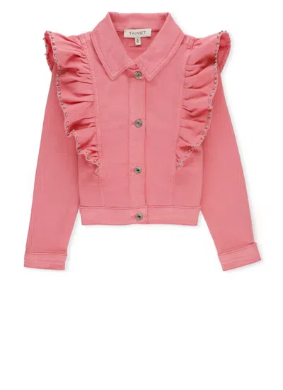 Twinset Kids' Denim Jacket In Pink