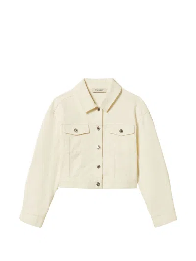 Twinset Kids' Denim Jacket With Buttons In White