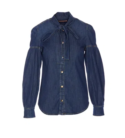 Twinset Denim Shirt In Denim Medio