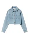Twinset Frayed Denim Jacket In Blue