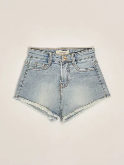 Twinset Kids' Denim Shorts Shorts In Blue