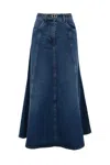 Twinset Denim Skirt With Oval-t Belt In Denim