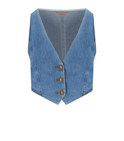 Twinset Twin-set Medium Blue Denim Waistcoat