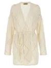 Twinset Diamond-pattern Cardigan In Neutral