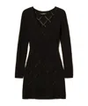 Twinset Diamond-pattern Long-sleeve Mini Dress In Black