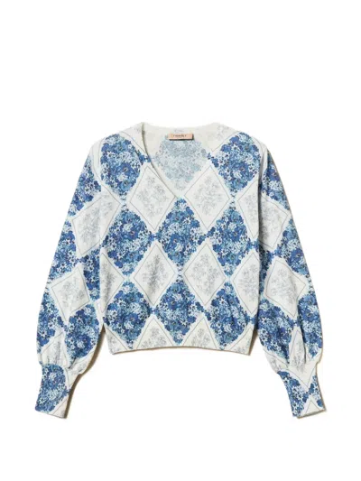 Twinset Diamond-pattern Floral Top In Neutral