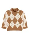 Twinset Diamond-patterned Jacquard Wool Blend Sweater In Brown