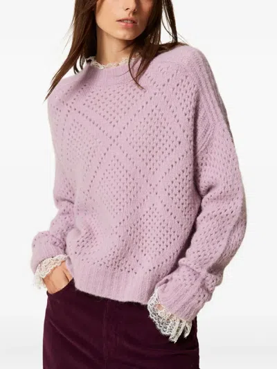 Twinset Diamond Pattern Sweater In Purple