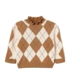 Twinset Diamond-patterned Jacquard Wool Blend Sweater In Brown