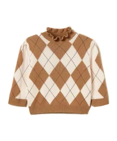 Twinset Diamond-patterned Jacquard Wool Blend Sweater In Brown