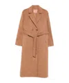 Twinset Double-breasted Belted Coat In Brown