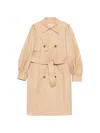 Twinset Double-breasted Belted Coat In Neutral
