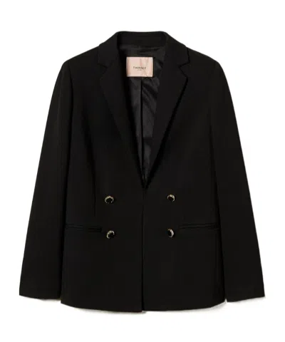 Twinset Double-breasted Blazer In Black