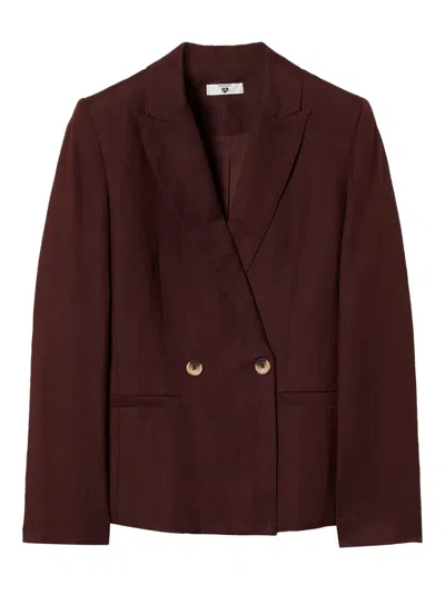 Twinset Double-breasted Blazer In Brown