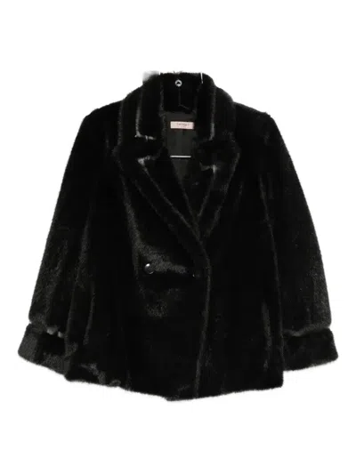 Twinset Double-breasted Coat In Black