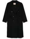 Twinset Double-breasted Coat In Black