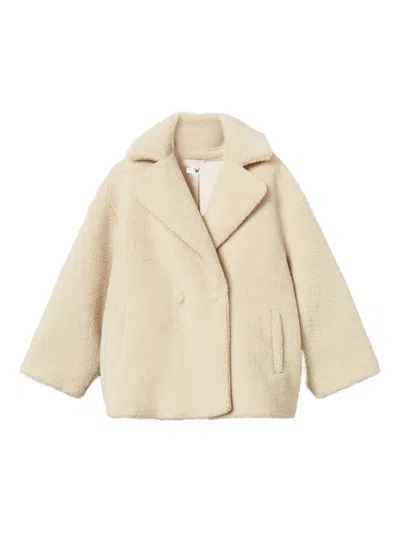 Twinset Double-breasted Coat In Neutral