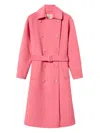 Twinset Doubled Wool Blend Cloth Coat In Pink
