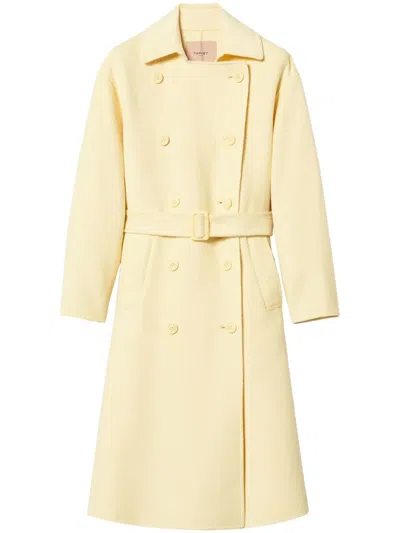 Twinset Double-breasted Coat In Yellow