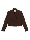 Twinset Double-breasted Cropped Blazer In Brown