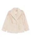 Twinset Double-breasted Plush Coat With Wide Lapels In Neutral