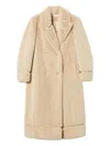 Twinset Double-breasted Faux-fur Coat In Neutral