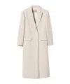 Twinset Double-breasted Herringbone Coat In White