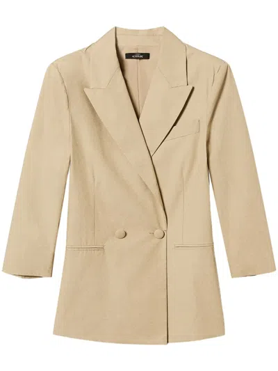 Twinset Double-breasted Poplin Blazer In Neutrals