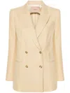 Twinset Double-breasted Twill Blazer In Neutrals