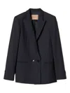 Twinset Double-breasted Wool-blend Blazer In Black