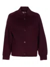 Twinset Double-faced Bomber Jacket With High Collar In Burgundy