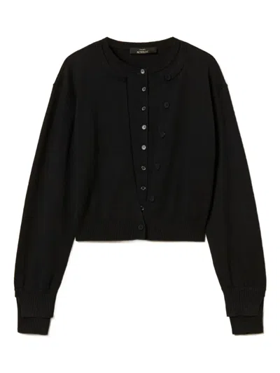 Twinset Double Garment-effect Cardigan In Black
