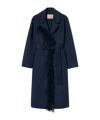 TWINSET FEATHER-TRIM BELTED COAT