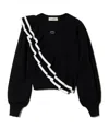 Twinset Double Flounce Long Sleeve Jumper In Black