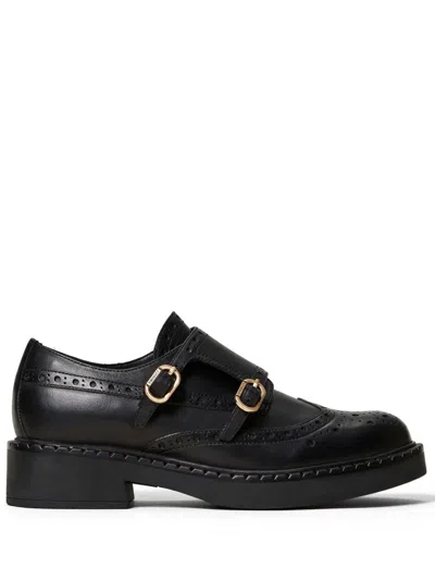 Twinset Double-strap Leather Oxford Shoes In Black  