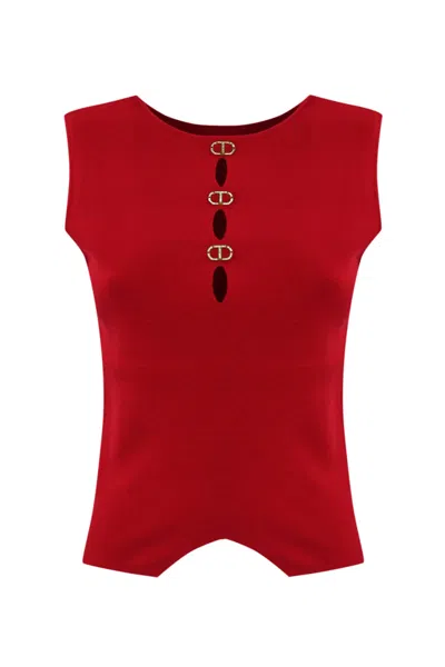 TWINSET DOUBLE-USE TOP IN VISCOSE KNIT